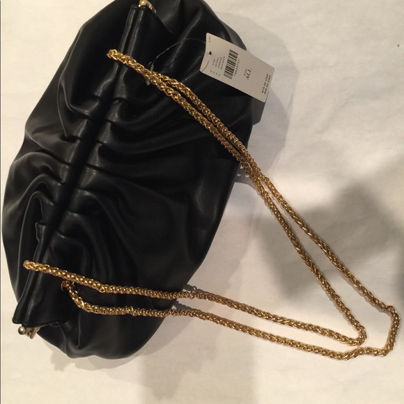 NWT Anthropologie pleated clutch shoulder bag BLAC - Picture 3 of 8